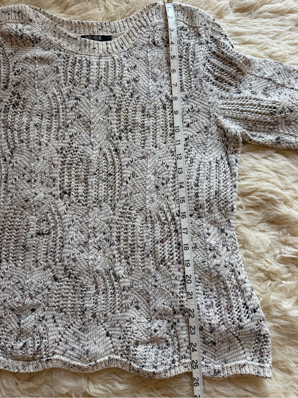 Nic+Zoe Ivory Marled Knit Sweater size Large - Picture 8 of 8